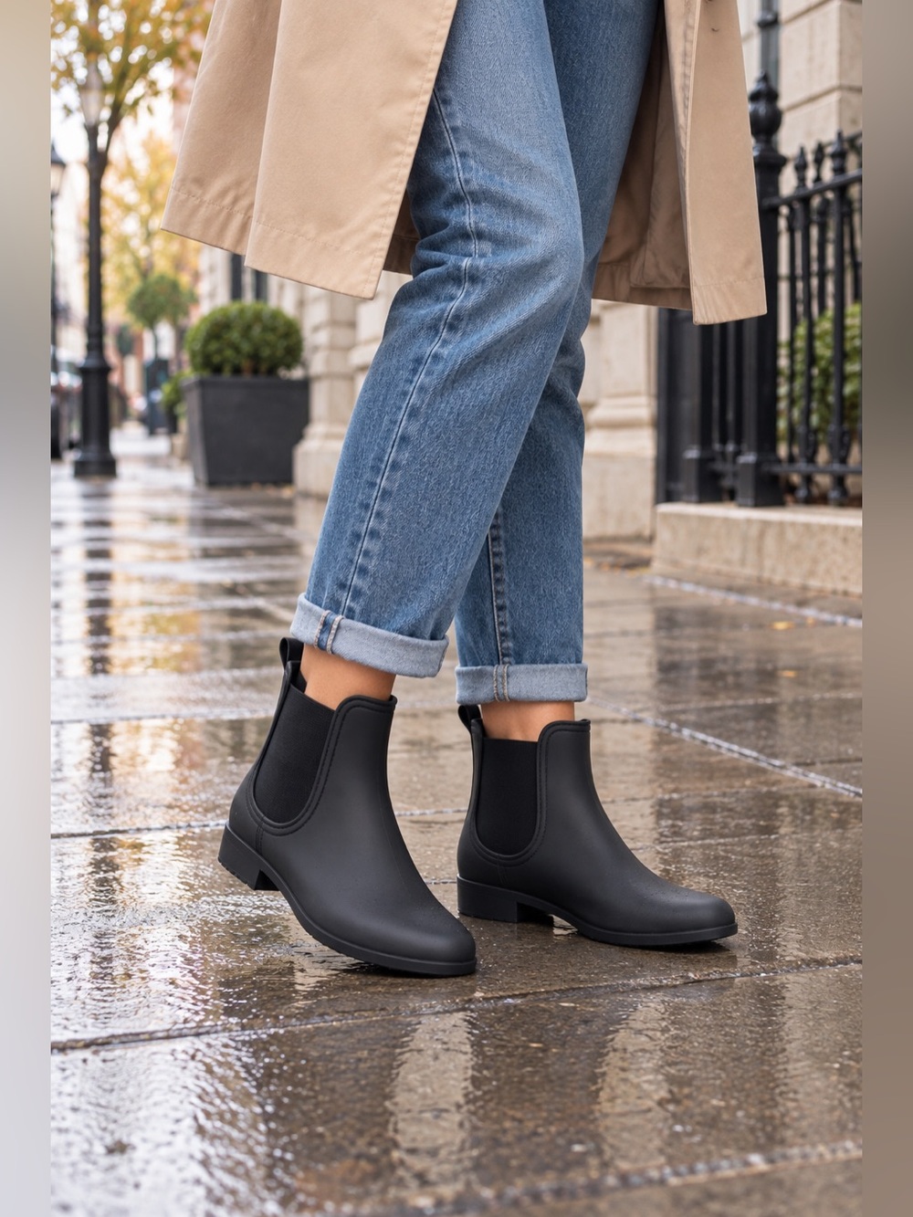 Jeffrey Campbell Forecast Waterproof Chelsea Rain Boots Black Size 8